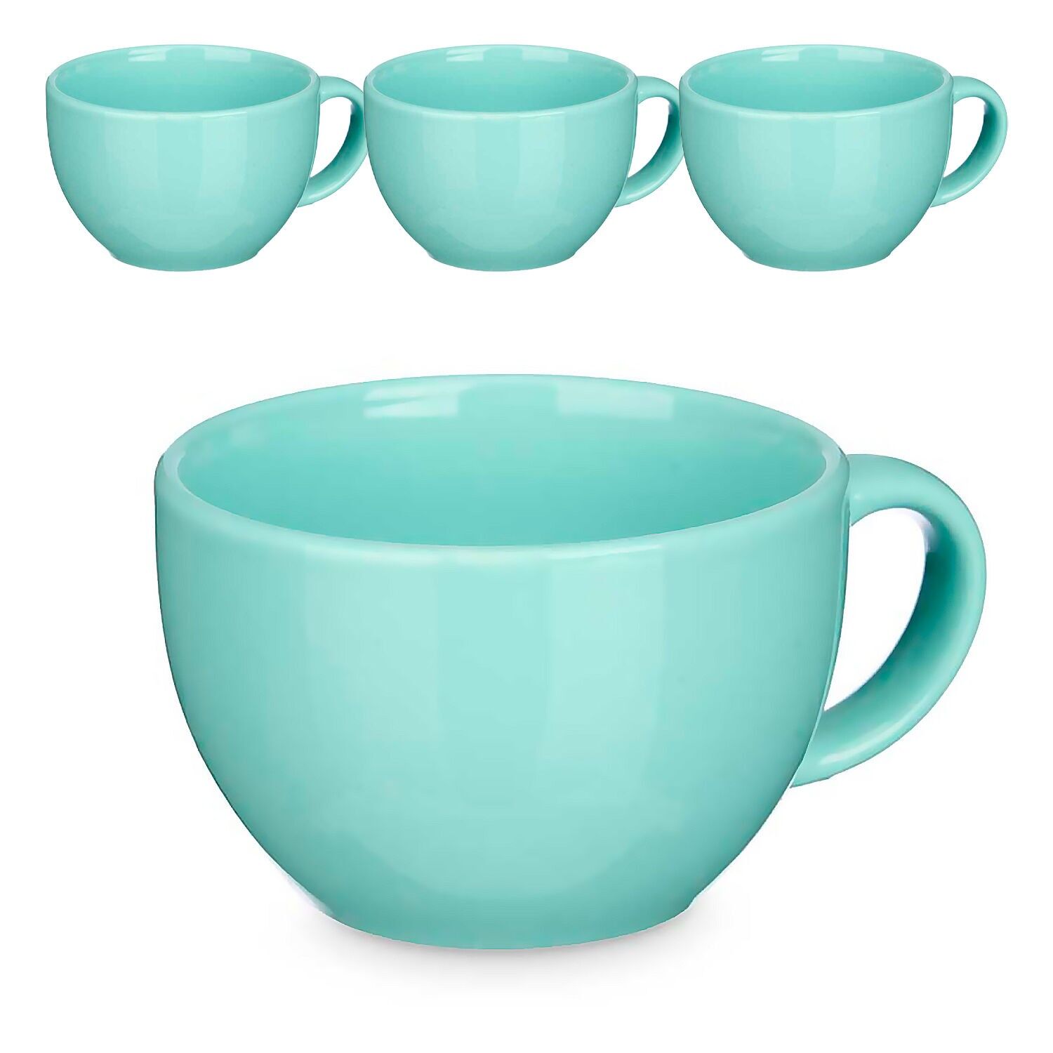 Set di 4 ciotole in porcellana verde menta. Capacità 480 ml. Colore: verde menta