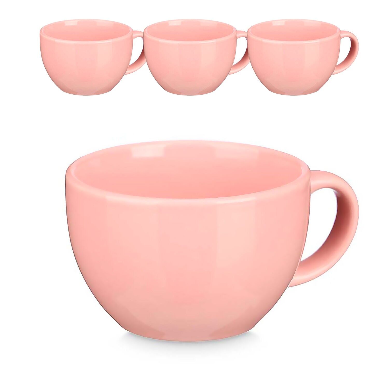 Set di 4 ciotole in porcellana rosa. Capacità 480 ml. Colore: Rosa