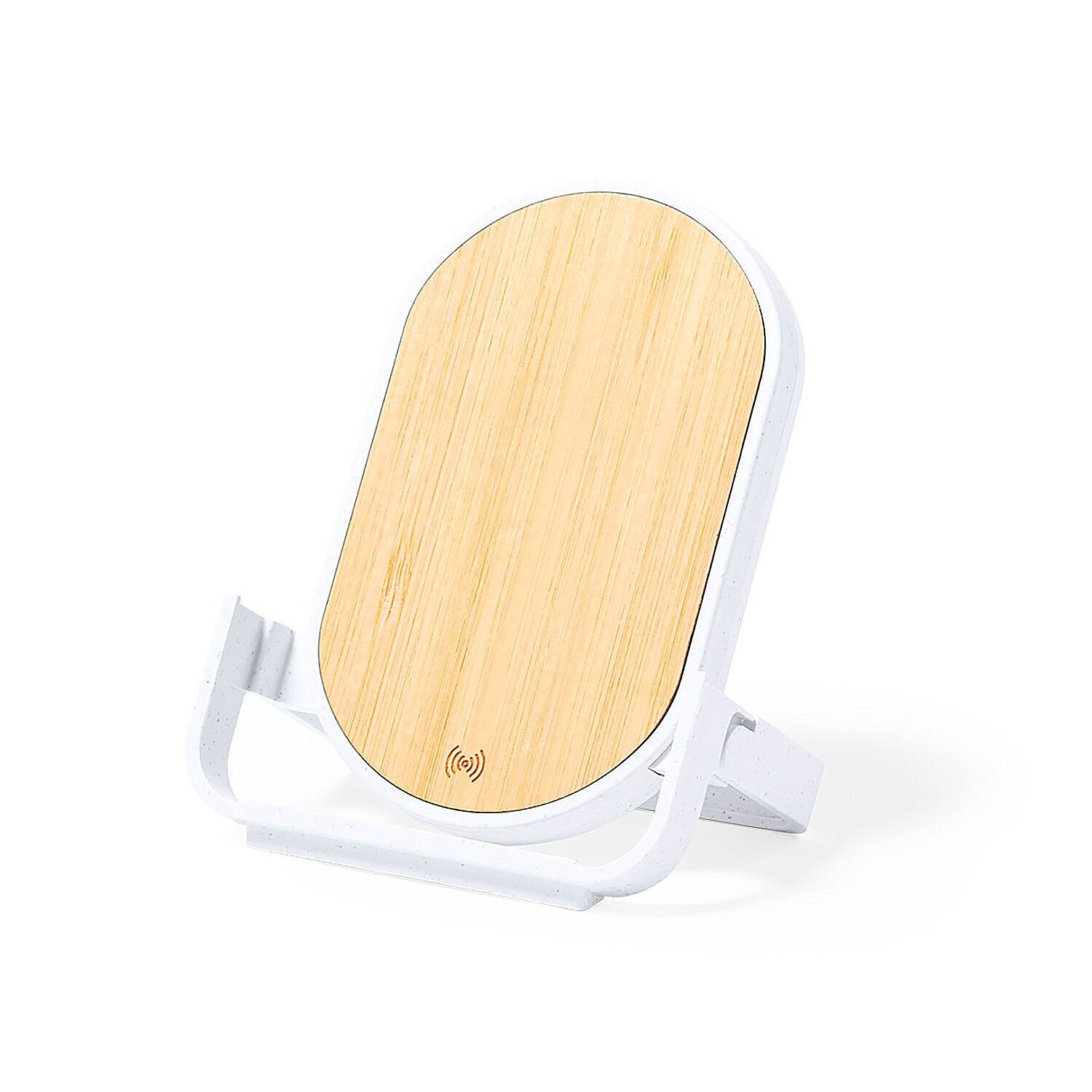 Caricabatterie wireless da 10 W in bambù e canna di grano. Ricarica rapida Colore: Bianco