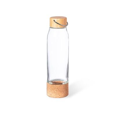 Bidón nature base de corcho y tapón bambú 470 ml Color: Transparente