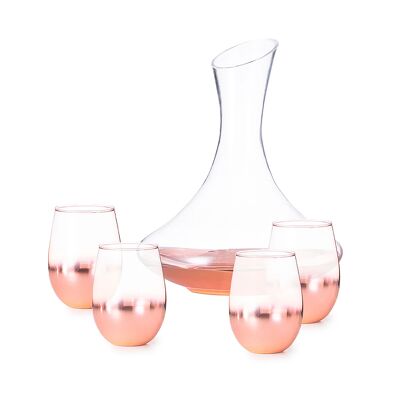 Lot de 4 verres de 500 ml. Carafe 1,8 L revêtement dégradé rose Couleur : Rose