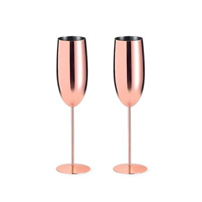 Lot de 2 tasses en acier inoxydable cuivré, 270 ml. Couleur : Cuivre