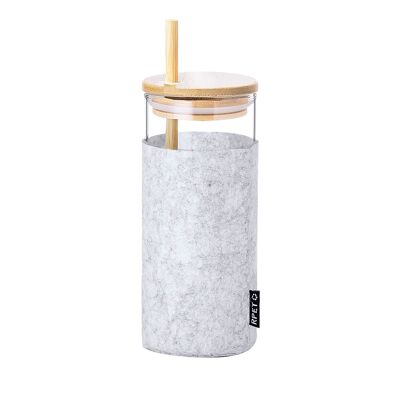 Verre de 450 ml. Revêtement en feutre RPET Couleur : Gris