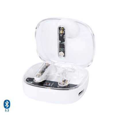Webex TWS-Kopfhörer, Bluetooth 5.3, mit 200 mAh Ladestation. Transparente Farbe