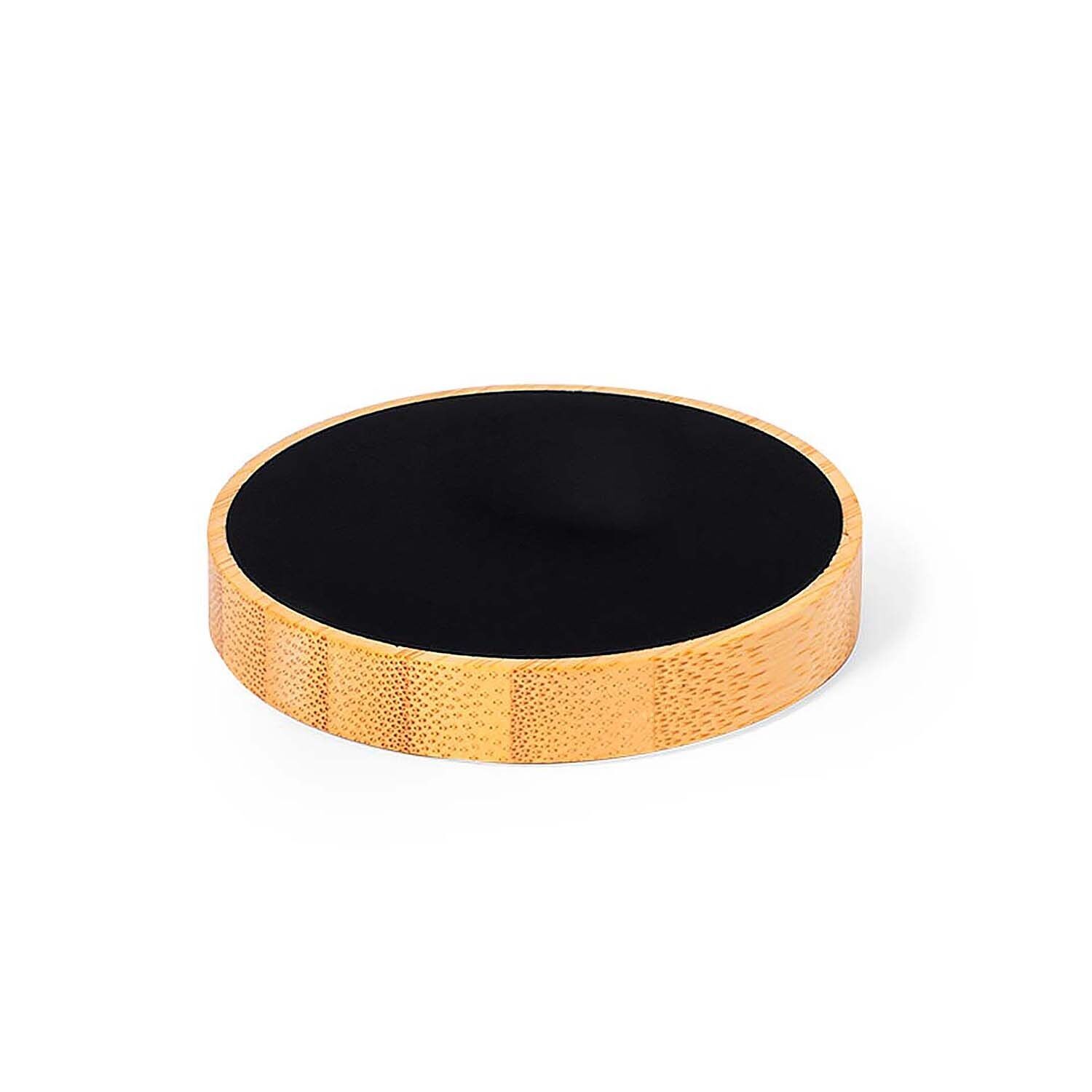 Cargador nature bambú Luces Led. Inalámbrico 15W. Color: Negro