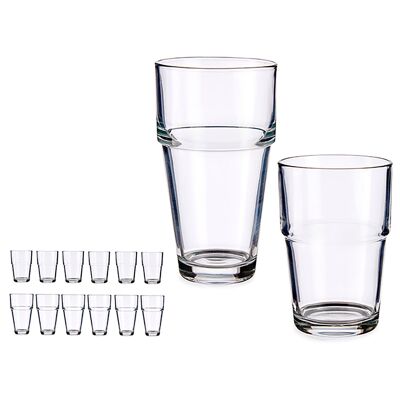 Set of 18 plain glasses. Transparent color