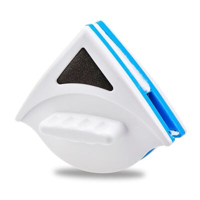 Magnetic window cleaner with anti-fall cord. White color