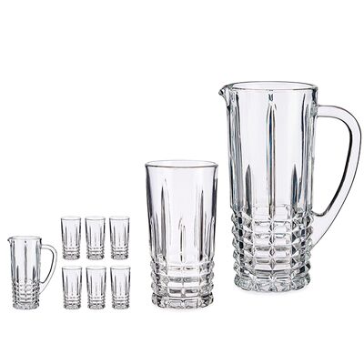 SET OF JUG AND 6 GLASSES OF WATER LINES 25CL Color: Transparent