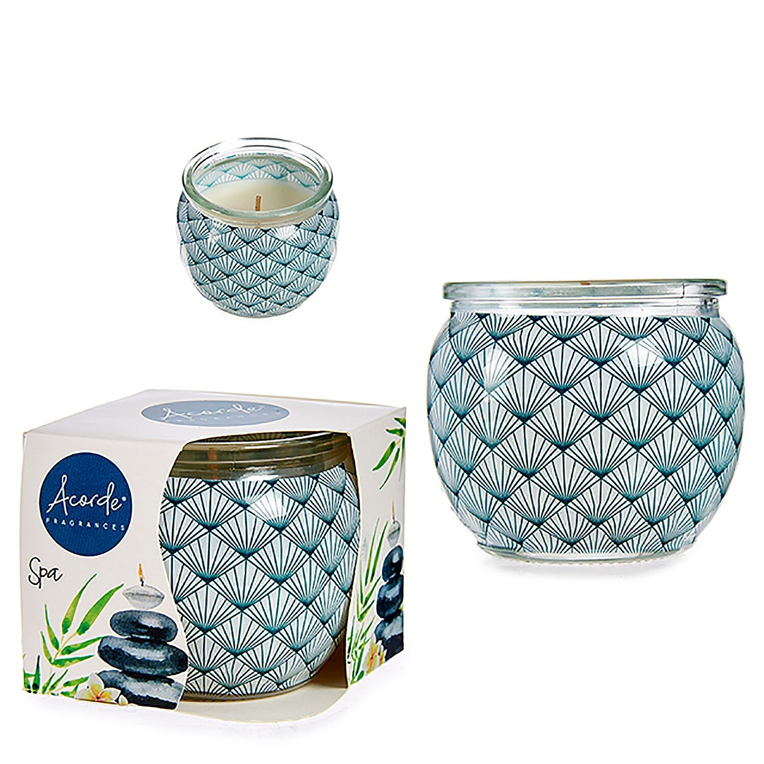 Vela perfumada en tarro de cristal olor a SPA hogar. Color: Blanco