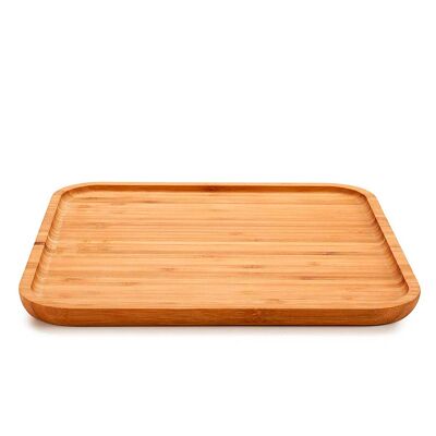 Large square bamboo snack tray.30x30 cm Color: Brown