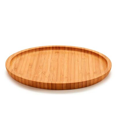 Small round bamboo snack tray. 20 cm.Color: Brown