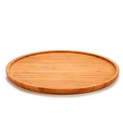 Large round bamboo snack tray. 30 cm.Color: Brown