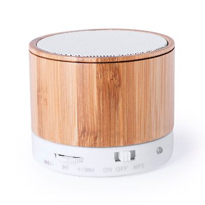 Bluetooth-Verbindung des Natur-Bambuslautsprechers. Schallleistung 3 W. 300 mAh Akku Farbe: Holz