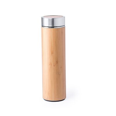 Termo acero y bambú doble pared frio/calor 500 ml Color: Madera