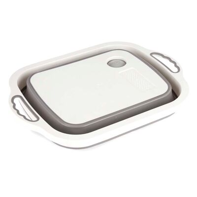 Tagliere pieghevole con scolapasta. Colore bianco