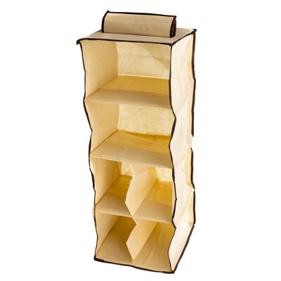 Organizador multiusos de 6 compartimentos 80x30x30. Para colgar, anti olor, transpirable. Color: Beige