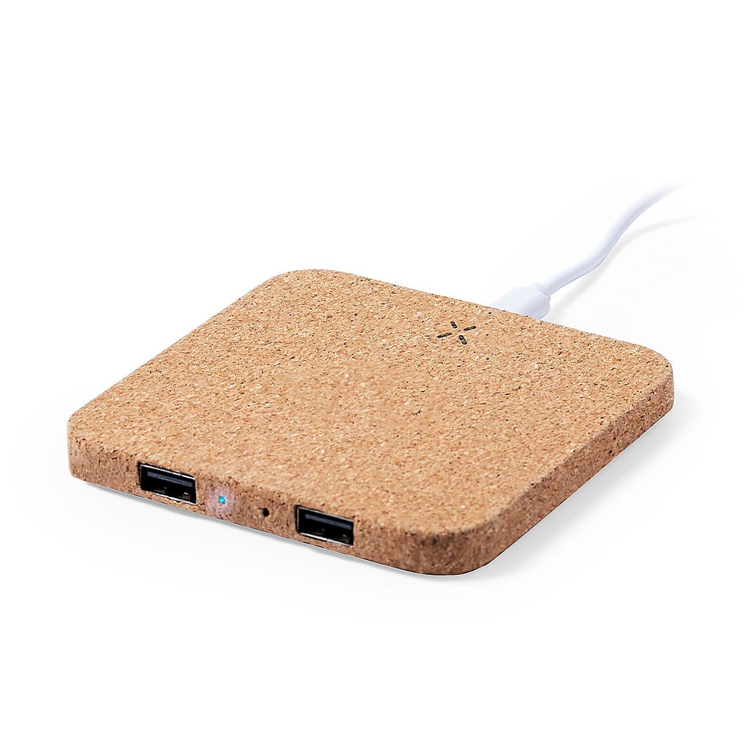 Caricabatterie wireless Nature Cork da 10 W. 2 uscite USB Colore: marrone chiaro