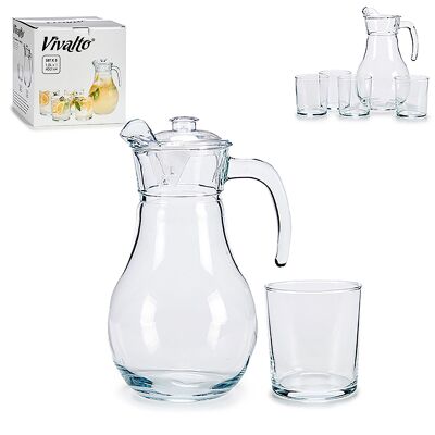 Set of 1.8l glass jug + 4 glasses. Transparent color