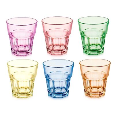 Set of 6 glass cups. Assortment of 6 colors. 300 ml capacity.Color: Multicolor