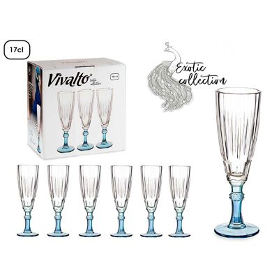 PACK OF 6 BLUE CAVA GLASS 170ML Color: Blue