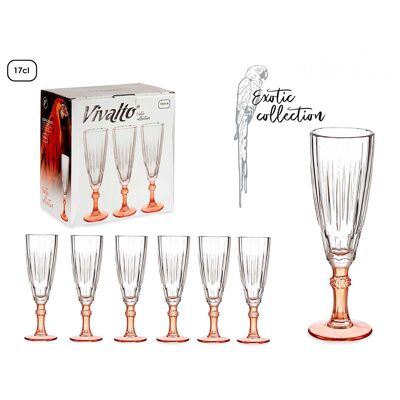 PACK OF 6 SALMON-COLOR CAVA GLASSES 170ML Color: Salmon