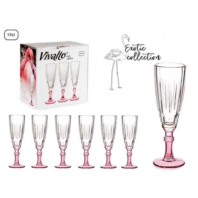 PACK OF 6 PINK CAVA GLASS 170ML Color: Pink