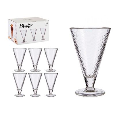 PACK OF 6 HIGH GLASS ICE CREAM CUPS 340 ML Color: Transparent