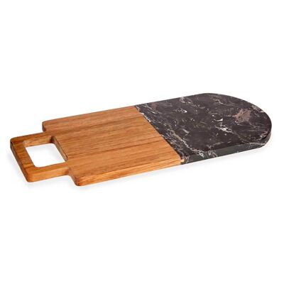 TAGLIERE IN LEGNO NERO E MARMO CON MANICO Colore: Nero/Legno