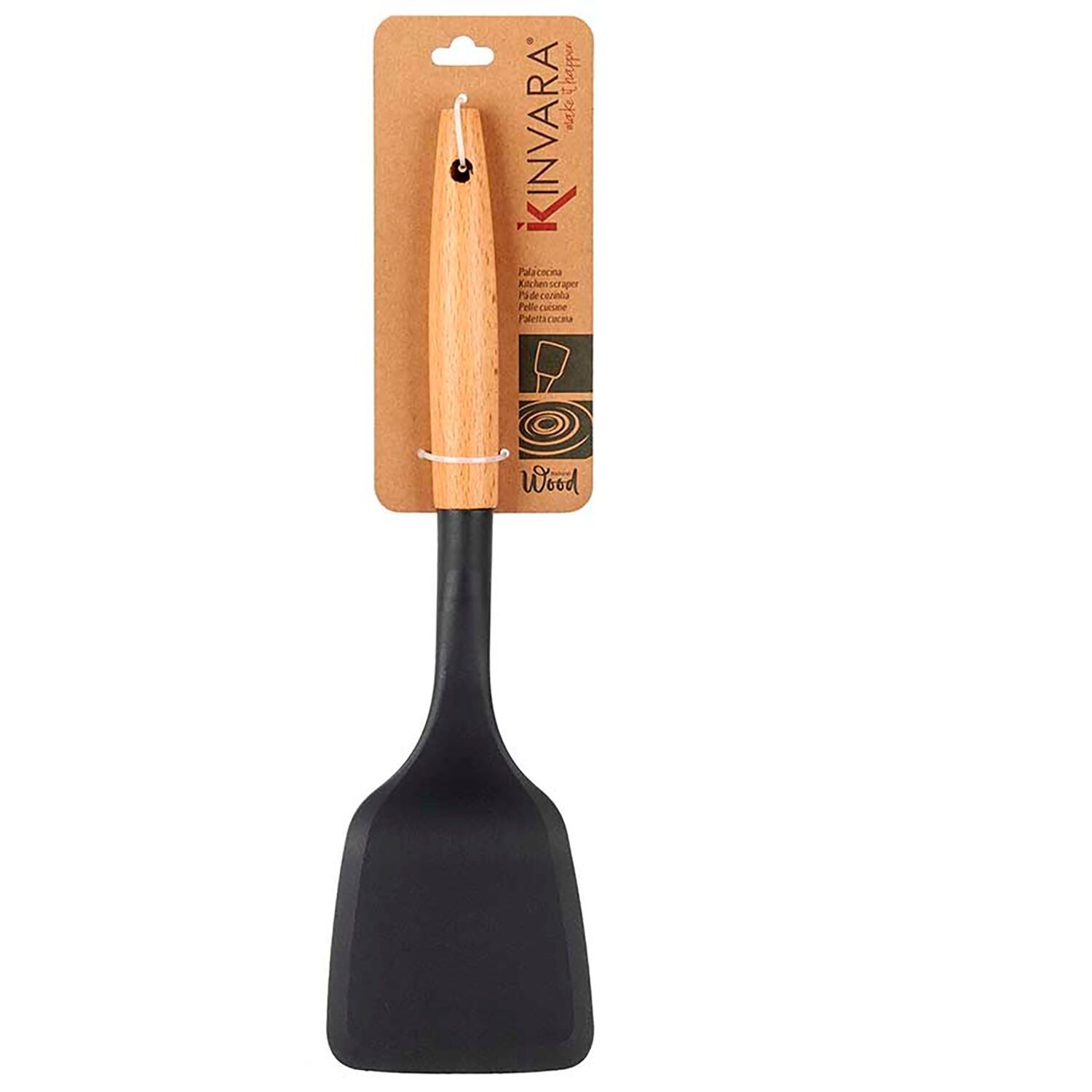 Pala da cucina con manico in legno. Colore: Legno/Nero