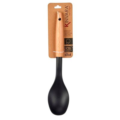 KITCHEN SPOON WOODEN HANDLE Color: Wood/Black