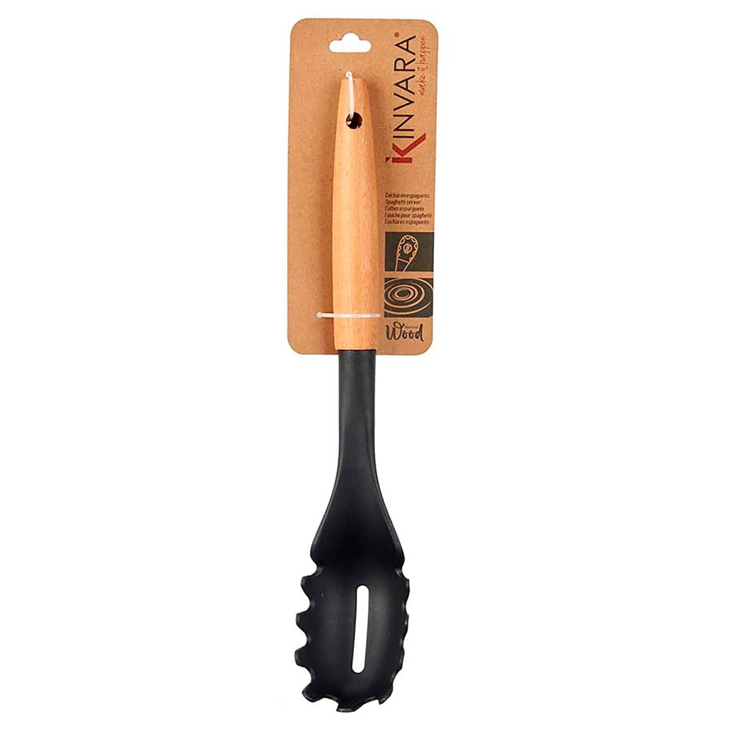 UTENSILE DA PASTA DA CUCINA MANICO IN LEGNO Colore: Legno/Nero