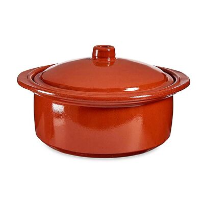 Round casserole dish with refractory ceramic lid. 25 cm diameter and 2.5L capacity.Color: Brown