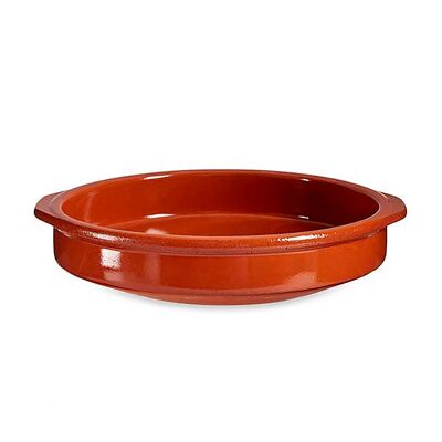 Round casserole made of refractory ceramic. 30 cm diameter.Color: Brown