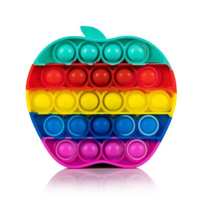 Bubble Pop è un giocattolo sensoriale antistress, con bolle di silicone da spremere e premere. Disegno multicolore a forma di mela. Colore: Multicolore