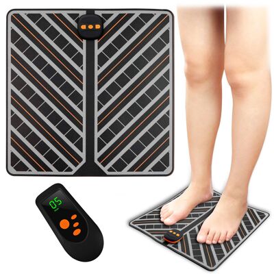 Estimulador de pies portátil EMS plegable con mando a distancia. Masajeador para mejorar la circulación de pies. Color: Negro