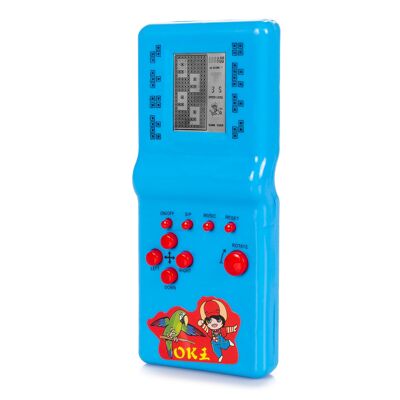 Consola portátil con 26 juegos clásicos Brick Game. Tetris, rompecabezas, dificultad y velocidad ajustable. Color: Azul