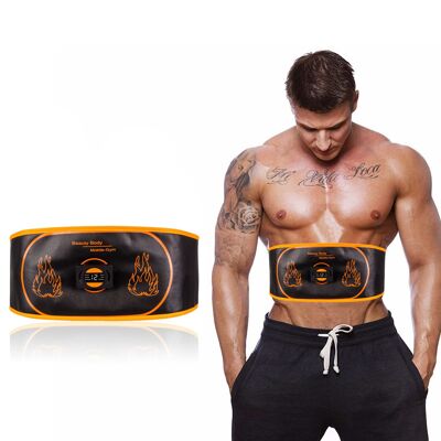 Cinturón estimulador eléctrico de cintura y abdomen EMS Smart Fitness. Batería recargable. 15 intensidades, 6 modos. Promueve la circulación sanguínea. Color: Negro/Naranja