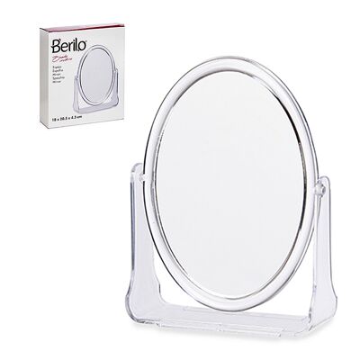 Oval mirror with stand. 20.5x18cm. Transparent color