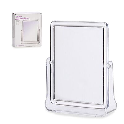 Rectangular mirror with stand. 20.5x18cm. Transparent color