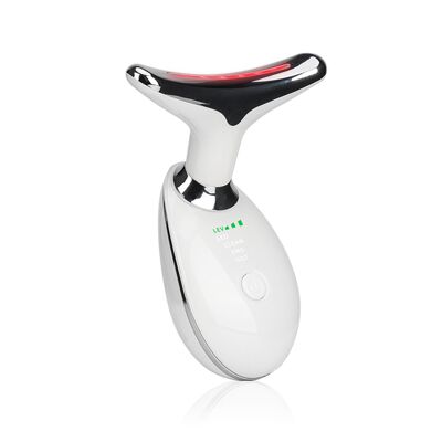 Instrumento de belleza para cuello y cara con luz pulsada led. Iluminación y rejuvenecimiento de la piel. Color: Blanco