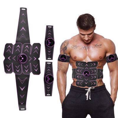 Cinturón de masaje EMS inteligente. Masajeador estimulador para abdominales, brazos/piernas. Color: Rosa