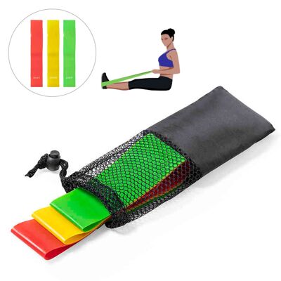 Bork, set de gomas de 3 resistencias para fitness. Incluye funda de transporte. Color: Multicolor