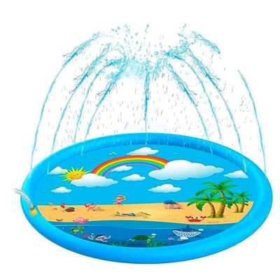 Tappetino anti-spruzzi. Giocattolo gonfiabile con spruzzatore d'acqua per giocare. 170 centimetri Colore: azzurro