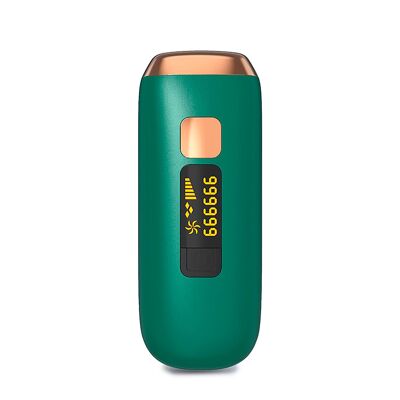 Appareil d'épilation à lumière pulsée T4 IPL. 5 niveaux d'intensité, lumière continue haute intensité 999.999 impulsions. Couleur : Vert foncé/Or