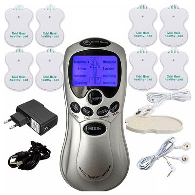 EMS Electroestimulador muscular OT-208 portátil. 2 canales. Tamaño compacto, batería recargable. Color: Plata