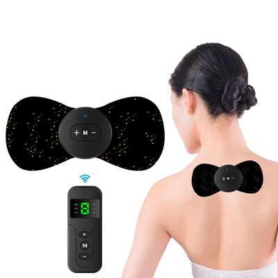 Estimulador electrónico EMS ZG3Q con mando a distancia. Especial para cuello y espalda. Ayuda a aliviar el dolor muscular y la fatiga. Batería recargable. Color: Negro