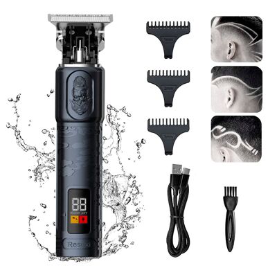 Tondeuse à cheveux et à barbe JM-711. Design vintage avec corps entièrement en métal. Ensemble de peignes et accessoires de 1 à 3 mm. Rechargeable battery. La couleur noire