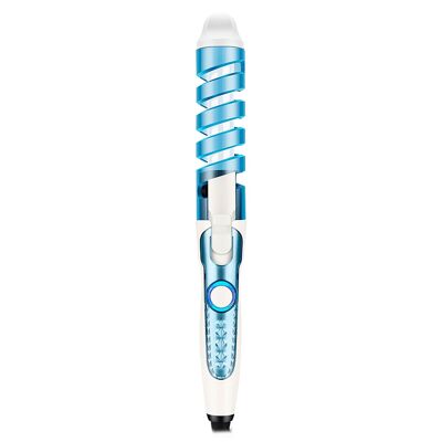 Rizador de pelo 18W. Temperatura de 190 grados. Color: Blanco/Azul