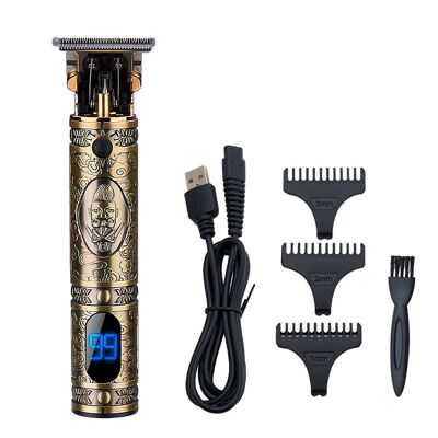 Tondeuse à cheveux et à barbe JM-700AL. Design vintage avec corps entièrement en métal. Ensemble de peignes et accessoires de 1 à 3 mm. Rechargeable battery. Couleur : Bronze
