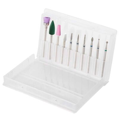 Kit de fresas para uñas, para pulidoras eléctricas. Incluye 10 tipos. Color: Gris